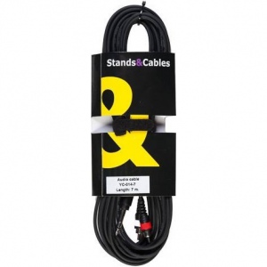 STANDS & CABLES YC-014-7 - кабель распаянный Jack 6,3мм. стерео - 2xRCA, длина 7 м.